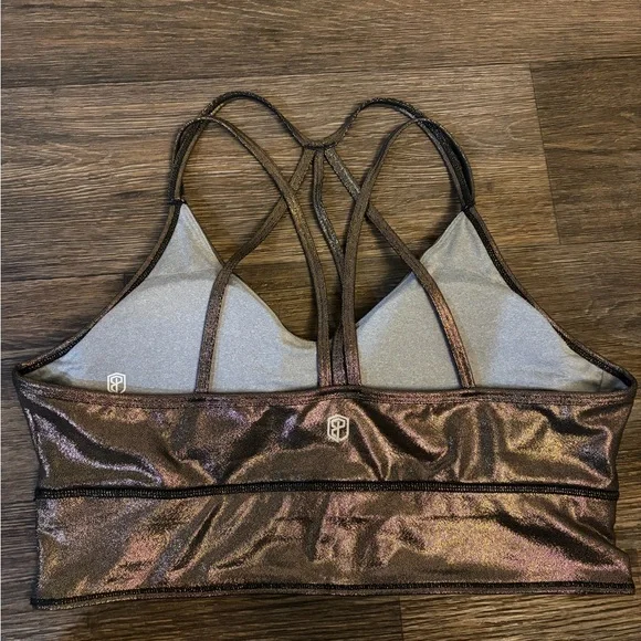 Born Primitive Women's Activewear Metallic Gold Padded Sport Bra Size XXL - Picture 5 of 5